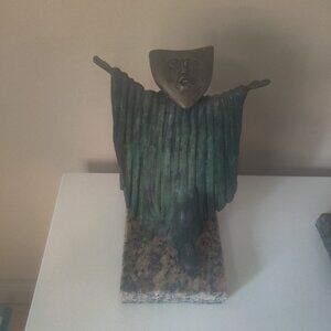 SERGIO BUSTAMANTE "MOON WITH DRESS" BRONZE SCULPTURE